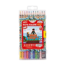 12 Li Kuru Boya Kalemi Plastik Kutu 1 Paket Fatih Mini Craft Figürlü 12 Renk Kuruboya Tam Boy Renkli Kalem Çok Renkli