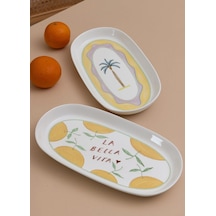 The Mia Itl0018 Italian Summer Oval Servis Tabağı 2li 23 Cm Krem