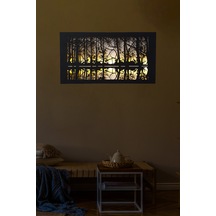 Led Işıklı Ormanda Günbatımı Temalı Tablo Duvar Dekorlu Gece Lambası Sarı - 737256255 Sarı