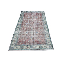 Zehra Abla Halı Vintage 4m2 El Dokuma Eşsiz Çiçekli Eskitme Yün Salon Halısı 7320 Çok Renkli