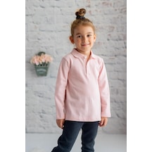 Zeyland Polo Yaka Uzun Kol Kız Çocuk T-shirt - Pembe