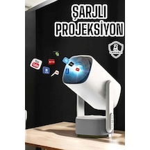 Mey İthalat Akıllı Projeksiyon Powerbankli Taşınabilir Sinema Projektörü 4k Hd Kaliteli