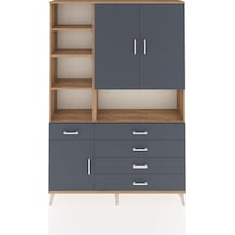 Arges Dolap 8 Raflı 5 Çekmeceli 3 Kapaklı 132x30x195 Çam-antrasit/antrasit Antrasıt/antrasıt