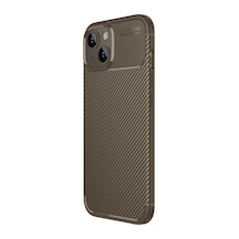 Bezos İphone 15 Uyumlu Kılıf Auto Focus Karbon Kapak - Kahverengi Ob