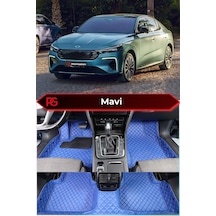 Togg T10f Özel Mavi Renk 8d Diamond Premium Kaymaz Deri Oto Paspas