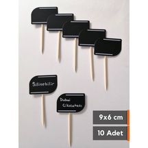 10 Adet Silinebilir Karatahta Dekoratif Siyah Etiket Saplama Çubuklu