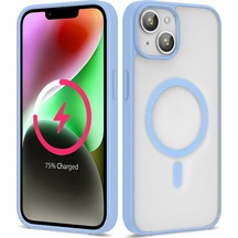 Apple Uyumlu iPhone 13 Kılıf Magsafe Wireless Şarj Özellikli Silikon Tchs Ege Kapak - Açık Mavi Açik Mavi