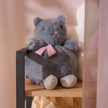 Soft Tombul Kedi Figürlü Yastık - Antrasit - 26x30 Cm Çok Renkli