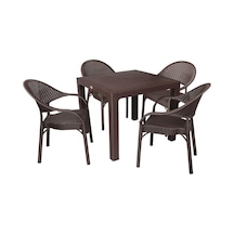 Luna Elit Rattan 90x90 Eylül Koltuk Masa Takımı Kahverengi