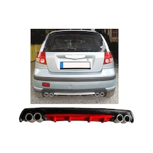 Hyundai Getz Makyajsız Uyumlu Body Kit Difüzör 4 Çıkış Yuvarlak Kırmızı
