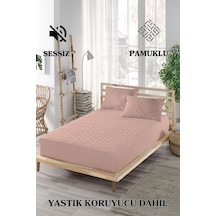 Mona Verde Alez Takımı %100 Pamuklu Sessiz 3 Parça Kapitoneli Yastık Alezli MNVAPFK00 Pembe