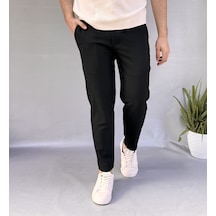 Bel İpli Slim Fit Jogger Siyah
