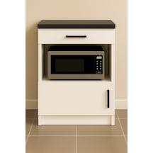 Dora Çok Amaçlı Dolap - Mikrodalga - Erzak - Mutfak - Kiler Dolabı - 60 Cm Beyaz - Antrasit
