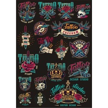 Tatto Temalı Sticker Set 10 Parça Telefon, Tablet, Defter, Laptop Sticker