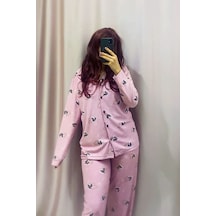 Rukod Pembe Kelebek Gömlek Yaka Kadın Pijama Takımı Nefes Alan Süet Kumaş, Ev Giyim Konforu Pembe Rukod Pembe Kelebek Gömlek Yaka Kadın Pijama Takımı Nefes Alan Süet Kumaş, Ev Giyim Konforu Pembe