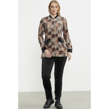 Sementa Leopar Desenli Tunik Kadife Takım - Siyah Siyah