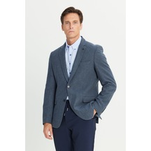 AC&Co / Altınyıldız Classics Erkek A.lacı Comfort Fit Rahat Kesim Mono Yaka Balıksırtı Desenli Yünlü Ceket A.lacı