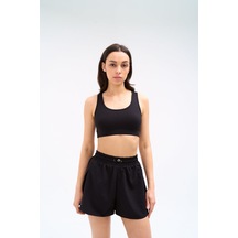 Normal People Rına - Sporcu Bra / Şeftalıi Dokulu Peach Skin Kumaş Siyah