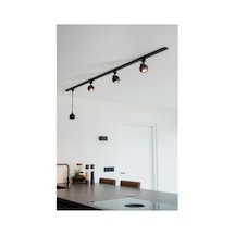 Beşli 2mt Ray Spot İle Led Ampul İle Spot Küre Avize Led Spot Siyah