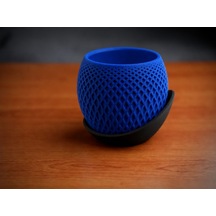 3d Baskı Küre Saksı - Kafes Dokulu İki Parçalı Dekoratif Saksı - Mavi-siyah 99905685