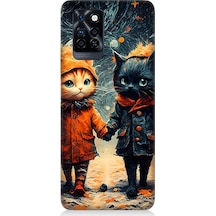 İnfinix Note 10 Pro Uyumlu Yağmurlu Kedi Desenli Silikon Kılıf