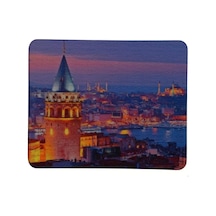 Baskılı Şehir Manzaraları Desenli Renkli Tip Kaymaz Taban Optik Bilgisayar Notebook Mouse Pad Maus Pad Galata Kulesi