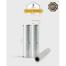 3 Adet Eşya Mobilya Sarma Koruma Şeffaf Ambalaj Palet Streci 50cm X 300mt