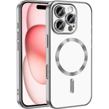İphone Uyumlu 16 Pro Max Kılıf Magsafe Kamera Lensli Korumalı Şeffaf Silikon Kapak