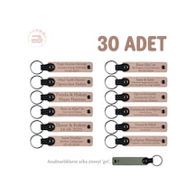 Yavruağzı & Gri, Plates Stüdyosuna İsimli Anı Anahtarlık 30 Lu Set, Müşteriler İçin Kurumsal Hediye Çok Renkli