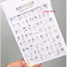 3d Tropikal Hindistan Cevizi Ağaçları Palmiye Yaprakları Tırnak Sanat Çıkartmalar Yapıştırıcı Kaydırıcılar Çıkartmaları Çivi Süslemeleri İçin Manikür Aksesuarları Kırmızı Chına