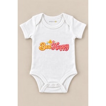 Babylimon Bee Happy Beyaz Kısa Kollu Çıtçıtlı Bebek Zıbını Beyaz - 930083782 Beyaz
