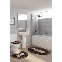 Queen Yonca Şekilli Nakişli 3 Lü Set Kahve