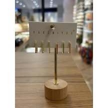 Yakemiyou Taşlı Sekizgen Altılı Küpe Çok Renkli
