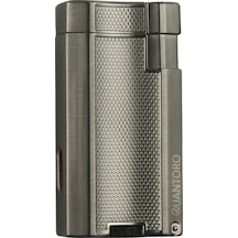 Quantoro Çift Torch Pürmüz Gümüş Metal Puro Çakmağı - Trz1079