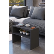 Alpa Ev Mobilya Alt Raflı Orta Sehpa, Modern Salon Sehpası, Dekoratif Çay & Kahve Yan Sehpası Antrasit