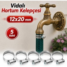 5 Adet 12x20 Mm Hortum Kelepçesi Vidalı Paslanmaz Çelik Ayarlanabilir Boru Metal Kelepçe Klips