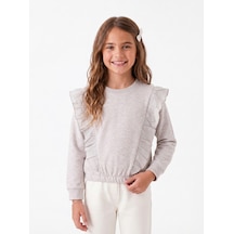 Onloox Kız Çocuk Bej Melanj Kız Çocuk Bej Melanj Pamuklu Bisiklet Yaka Uzun Kollu Regular Beli Lastikli Sweatshirt 4-8 Yaş
