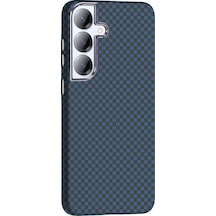 Galaxy Uyumlu S25 Kılıf M-safe Şarj Özellikli Karbon Fiber Görünümlü Gros Kapak Lacivert