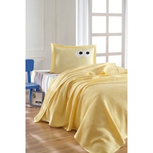 Eponj Home Lastikli Çarşaflı Pike Takımı Tek Kişilik %100 Pamuk 3 Parça Funny Desenli Sarı Weave Serisi Sarı