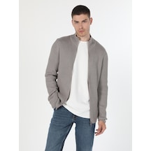 Colin's Slim Fit Dar Kesim Fermuarlı Gri Erkek Hırka CL1055784_Q1.V2_BME