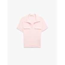 Koton Modal Karışımlı Regular Fit Cep Detaylı Kısa Kollu Polo Yaka Tişört Pembe 7wal10205ık Gül