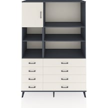 Hyperion Dolap 7 Raflı 8 Çekmeceli Tek Kapaklı 132x44x195 Antrasit-aytaşı/aytaşı Aytası/aytası - Antrasıt