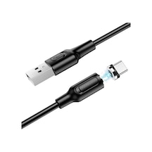 Manyetik Uçlu İphone 15 Serisi Uyumlu 1 Metre Şarj Kablo Mıknatıs Uçlu Siyah Renk Samsung Uyumlu Şarj Kablo Bx41 Usb C Type-c