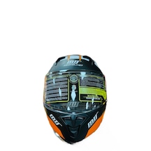 Mts 966 Fc5 Mat Black Çene Açılır Güneş Vizörlü Motosiklet Kaskı Kapalı Siyah-Beyaz Turuncu Siyah