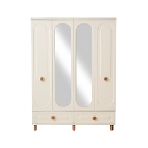Perla 4 Kapaklı %100 Mdf Elbise Dolabı Gardrop 154x54x212 Ekru