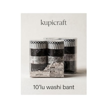 10'lu Washi Bant Seti Model 3 Siyah Beyaz Gri Tonları - Ajanda Scrapbook Journal Planner - 942388929 Diğer