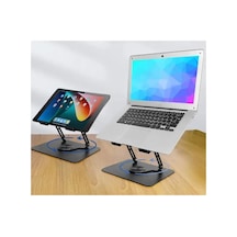 Lexroo Zr-110 B Alüminyum 360 Derece Dönen Tabanlı Katlanabilir Taşınabilir Laptop Standı Koyu Gri