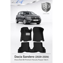 Otocraft Dacia Sandero 2020-2026 Araca Özel 8d Havuzlu Oto Paspas Takımı Siyah Tam Set 3 Parça