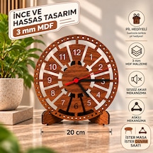 Ezolife Dekoratif Ahşap Three Wood Effects Masa Saati Ayaklı Masaüstü Saat Sessiz Mekanizma Kahverengi