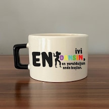 En İyi Dansın Baskılı Kadınlar Günü Siyah Kulplu C Fincan